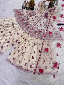 NOUVEAU DESIGN LANCE LA LAUTERIE SHARAR AVEC PALAZO ET DUPATTA, STYLE PEPLUM, TISSU EN SOIE NATURELLE LOURDE ET COTON MULTICOLOUR, TRAVAIL DAGHA 5 MM - Product Image 5