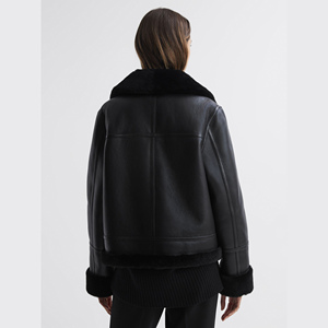 Blouson d'hiver pour femme en cuir d'agneau véritable, coupe-vent de moto personnalisable, chaud, matelassé, fermeture éclair, respirant - Product Image 4