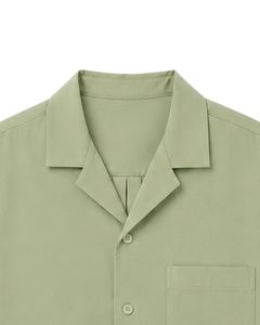 Customized Light Olive Green Oversized Casual Men <b>Shirt</b> <b>Half</b> Sleeve <b>Button</b> Up Cuban Collar Loose Fit Summer Fashion Top Wear - Product Image 5