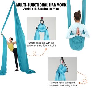 Kit Portatile per Yoga Aereo con Amaca da 11 Metri in Tessuto di Nylon 100gsm e Set Completo di Accessori per Facile Montaggio - Product Image 5