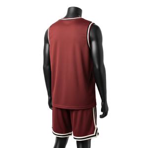 Conjunto de pantalones cortos de baloncesto para hombre, de malla de poliéster GSM Performance, color granate con paneles blancos, logotipo personalizado con estampado térmico, conjunto de pantalones cortos para hombre. - Product Image 5