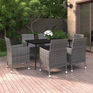 Conjunto de Comedor para Jardín Mediano, Color Gris, Material de Ratán Sintético - Product Image 1