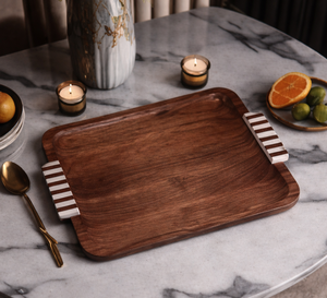 Bandeja de Servicio y Almacenamiento de Madera de Acacia, Diseño Personalizado, Hecha a Mano, Decorativa, con Resina, para el Hogar, Bodas, Ramadán, el Mejor Regalo para Chocolate - Product Image 1