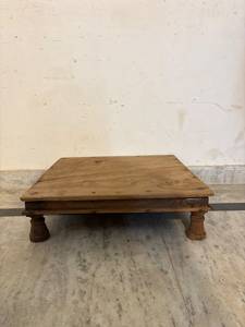 Chowki Bajot indien en bois du Rajasthan, fait main, écologique, durable, table de lit traditionnelle, chaise décorative pour enfants, pour usage domestique - Product Image 1