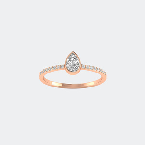 Anillo minimalista con diamante solitario de 0.45 quilates, talla pera, engaste redondo con pavé. - Product Image 6