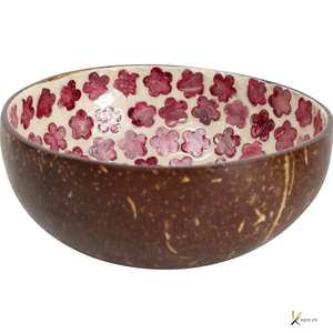 Juego de tazones de coco hechos a mano con diseño de flor de nácar, ecológicos, ligeros, seguros para servir alimentos y decorar el hogar. - Product Image 3
