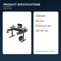 Bureau d'ordinateur de jeu en forme de L moderne avec éclairage RGB, en bois, avec étagère de rangement pour l'e-sport, le bureau à domicile, l'école, l'utilisation commerciale