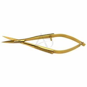 Gold Plated Straight Eyebrow Spring Scissors Stainless Steel Custom Logo Manicure Gold Scissors <b>Beauty</b> <b>Tool</b> - Product Image 1