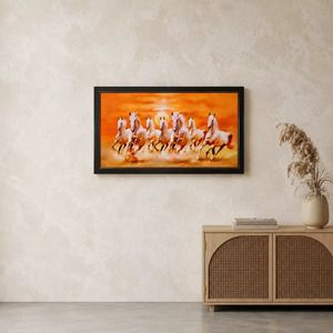<b>Framed</b> <b>Canvas</b> Print 7 White Horses Running Sunset Realist Animal Art Digital Printing Indoor Decor Modern Animal Landscape Wall - Product Image 3