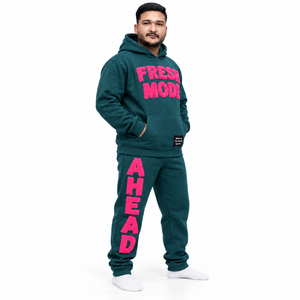 Conjunto de chándal de felpa francesa para hombre, de peso pesado, con capucha y pantalones jogger, con pedrería, etiquetas personalizadas, estilo casual urbano para invierno - Product Image 2