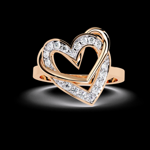 Anillo de Compromiso de Joyería Fina con Diseño Romántico de Doble Corazón, Diamante Natural, Venta al por Mayor desde India - Product Image 1