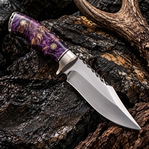 Cuchillo de Caza Hecho a Mano de Acero Inoxidable Forjado, Cuchillo de Supervivencia Afilado de Primera Calidad para Campismo, Bushcraft, Bricolaje, Hoja Fija OEM - Product Image 1