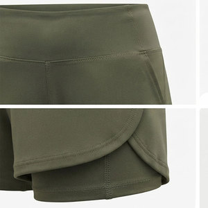 Olive Green Color High <b>Elastic</b> <b>Waistband</b> Workout 2 in 1 Shorts Lightweight Flexible Mobility Movement Gym Wear Custom Shorts - Product Image 5