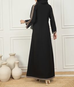 Beautiful Black Modern New Style Modest Abaya Robe Islamic Clothing Front Open Muslim Women Long Dress Polyester Floral V Neck - Product Image 5