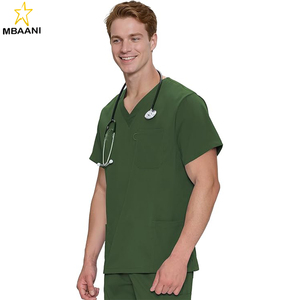 <b>Scrub</b> <b>Tops</b> for Men - Classic V-Neck <b>Top</b> with 4 Pockets, Side Slits - Product Image 3