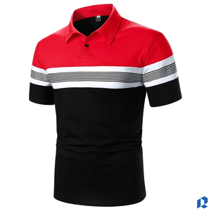 Polo homme de qualité supérieure, logo personnalisé, coton, manches courtes, color block, vente en gros, fabricant OEM ODM - Product Image 3