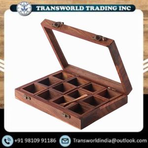 Handcrafted Wooden Spice Box Masala Dabba <b>Storage</b> Container with Hinged Lid Traditional Kitchen Spice <b>Storage</b> Box For Sale - Product Image 2