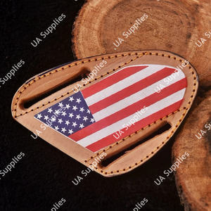 ซองหนังใส่ปืนพกแบบแพนเค้ก ลายธงชาติอเมริกัน ทำมือ หนังวัวแท้ แบบแนวนอน ใส่เข็มขัดได้สองเส้น  รับทำโลโก้ตามสั่ง  สั่งขั้นต่ำน้อย - Product Image 3