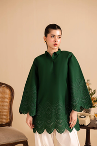 Kurta Kurti en coton brodé vert pour femmes, vêtements ethniques traditionnels amples, style Inde Pakistan, toutes saisons, décontracté - Product Image 4