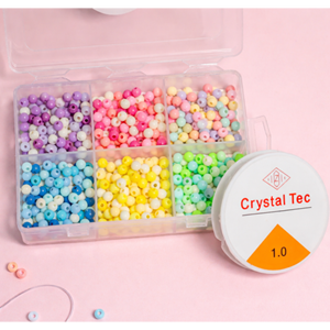 Beadsnfashion 600pcs 6mm Mixed Color Acrylic Plastic Lucite <b>Beads</b> 100 Pcs Each Color DIY Jewellery Making <b>Kit</b> 10 Mtrs Elastic - Product Image 5