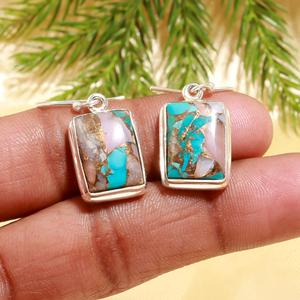 Pink Spiny Oyster Turquoise Gemstone Silver Plated 925 Sterling Silver Designer Hook <b>Handmade</b> <b>Earring</b> Jewelry Gift Anniversary - Product Image 1