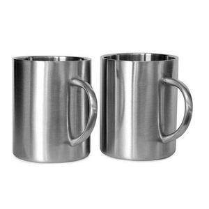 Mugs à café en acier inoxydable à paroi simple, élégants, finition polie miroir et métal mat. - Product Image 4