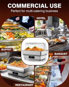 Calentadores de Buffet, Bandejas de Servicio para Fiestas y Hostelería, Recipiente para Calentar Comida de Acero Inoxidable con Tapa Enrollable - Product Image 6