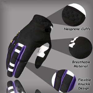 Guantes de Ciclismo de Medio Dedo, Negros, Morados y Blancos, con Rayas, de Nailon Antideslizante, Unisex, con Cierre de Velcro, para Motocicleta - Product Image 3