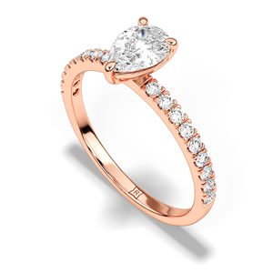 Bague en diamant naturel, taille ovale, or rose, bague de fiançailles avec pierres latérales, design élégant, disponible en or 10K, 14K, 18K, platine - Product Image 5