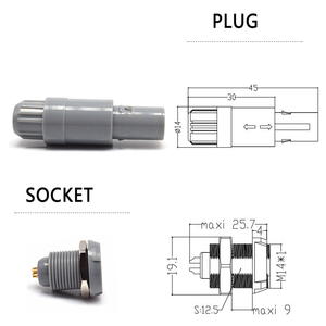 Conector Médico de Empuje y Extracción de Plástico Macho/Hembra de la Serie <span class=keywords><strong>0P</strong></span> 1P 2P 3P 4P PAG PKG de 2-14 Pines, Protección IP64, -50C +150C - Product Image 3