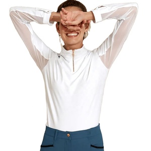 เสื้อเชิ้ตขี่ม้าแขนยาวสีขาวผ้าฝ้ายสำหรับผู้หญิง ขายส่ง ระบายอากาศได้ดี มีสไตล์ สำหรับการแสดงขี่ม้า ชั้นในสำหรับขี่ม้า สามารถสั่งทำได้ - Product Image 1