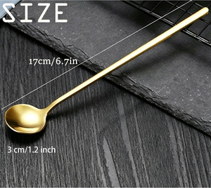 Cuillères à café 6,7 pouces, cuillère à expresso, cuillère à thé en acier inoxydable à long manche, cuillère à café en métal de qualité supérieure pour mélanger le café - Product Image 2