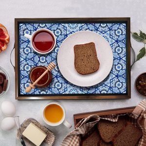 Bandeja Rectangular de Madera para Servir con Asas Metálicas, Bandeja Multiusos Natural para Decoración y Servir Postres para Invitados - Product Image 6