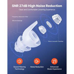 2 Paia di Tappi per Orecchie Riutilizzabili per Concerti, Alta Fedeltà SNR 27 DB, Riduzione del Rumore, Protezione Uditiva Flessibile in Silicone per Musicisti - Product Image 2