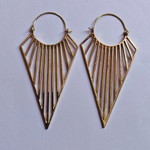 Gold Geometric Hoop <b>Earrings</b> <b>Long</b> Triangle Dangle Statement Boho Minimalist Jewelry - Product Image 1