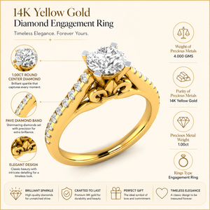 14Kt Yellow <b>Gold</b> Real Diamond Engagement <b>Ring</b> | Brilliant Cut Prong <b>Set</b> Wedding Anniversary <b>Ring</b> for Women | Fine Jewelry Gift - Product Image 5