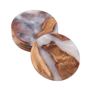Juego de Posavasos de Madera de Olivo Natural y Resina Epoxi, Posavasos Hechos a Mano con Base de Corcho de REHMAN CRAFT - Product Image 2