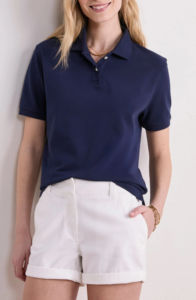 Camiseta polo para mujer de tela piqué con logo impreso en 3D personalizado, color azul marino sólido, transpirable, de manga corta, estilo hip hop. - Product Image 2