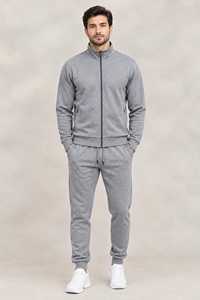 Conjunto Deportivo para Hombre, Gris Sólido con Estampado, Satén Brillante, Poliéster/Algodón Ecológico, Invierno, 2 Piezas, Secado Rápido, Transpirable, Rojo - Product Image 3