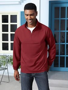 Men's Casual Quarter Zip Pullover-Athletic Windbreaker Lightweight <b>Jackets</b> Hiking Golf for Men Mock Neck <b>with</b> <b>Pockets</b> - Product Image 1