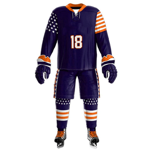 Custom Sublimated Ice Hockey Uniform Set 220GSM Polyester Breathable OEM Team Jerseys & Pants for Adult Men - Product Image 3