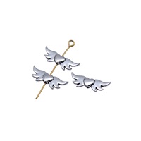 Perle entretoise Cœur Aile d'Ange 20x7.7mm en Alliage de Zinc Argent Vieilli pour Bijoux Commémoratifs