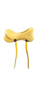 Selle de gymnastique en cuir jaune avec double sangle et siège souple - Product Image 1