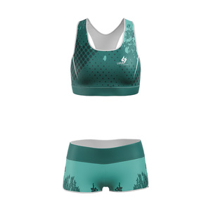 Factory Direct <b>Racer</b> <b>Back</b> Sports Bra and Shorts Set with Lightweight Breathable Fabric for Daily Activewear - Product Image 4