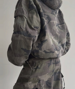 Vintage Washed 2 Piece Set Women's Short Ripped Hooded Zip <b>Jacket</b> Multi-pocket Wide Leg Cargo Pants 2026 New Lady Chic - Product Image 3
