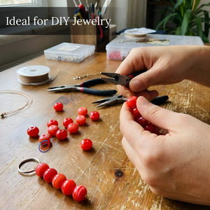 Cuentas Sueltas de Rondelle Rojas con Banda Decorativa de Primera Calidad, 8 Pulgadas |   Cristal de Vidrio Brillante para Pulseras, Collares y Manualidades - Product Image 4