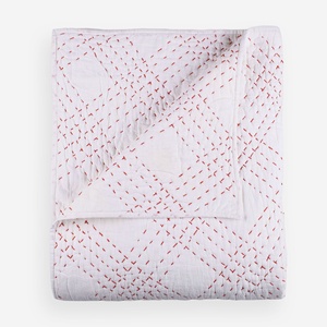 Última colección de hilo hermoso trabajo hecho a mano algodón Kantha edredón Zig Zag patrón clásico edredón tamaño King edredón de algodón - Product Image 5