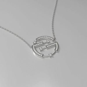 Collier pendentif en or rose avec diamant de laboratoire signe du zodiaque Balance - Product Image 6