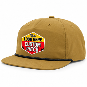 Casquette de baseball à visière plate avec logo tissé, casquette snapback 5 panneaux personnalisée avec cordon, vente en gros, fabricant vietnamien, usine de couvre-chefs OEM ODM - Product Image 3