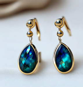 Custom 925 Sterling <b>Silver</b> Labradorite Earrings Pear Shape Gemstone Long Drop Earrings <b>Wedding</b> Party Wear At Wholesale Price - Product Image 2